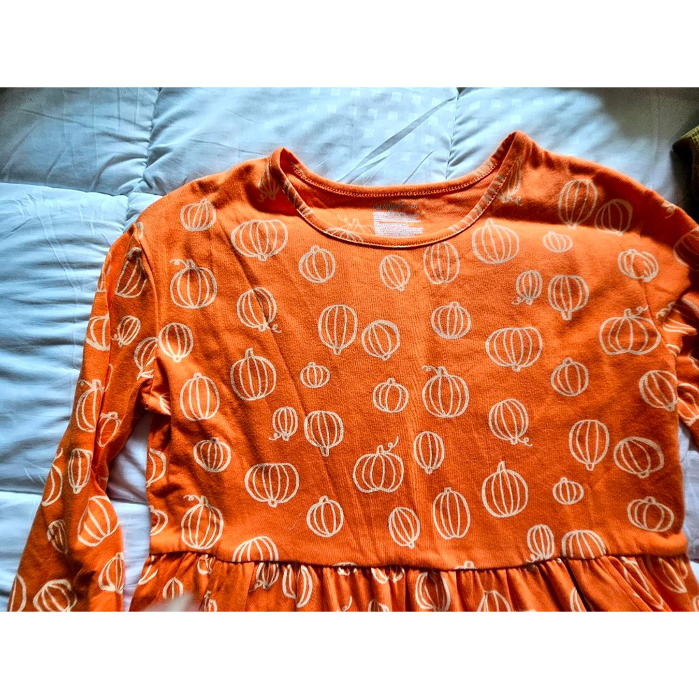 Cat and Jack XL 14 girls Fall knit Pumpkin dress NWT Thanksgiving - Picture 4 of 6